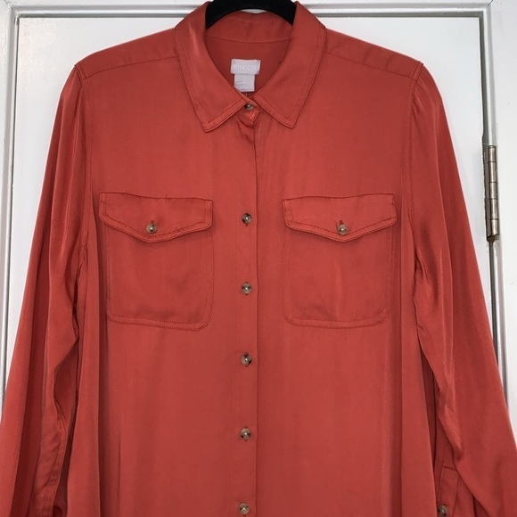 NWT Chico’s 2 Soft Long Sleeve Button Front Top - Picture 3 of 8